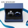 thumbnail image 6 of 3pc Couples Wedding Ring Sets His And Hers Women Sterling Silver Blue Moissanite and men Wedding Bands Together With Ring Gift Jewelry Box, 6 of 8