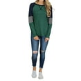 thumbnail image 2 of Women Loose T-Shirt Pullover Long Sleeve Splice Patchwork Blouse Women Stripe Flowy Top Casual Loungewear Basic Tee Tops, 2 of 6