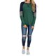 thumbnail image 2 of VISgogo Mujer Casual Patchwork Camiseta, Otoño e Invierno Rayas Manga Larga Cuello Redondo Jersey VISgogo moda, 2 of 6