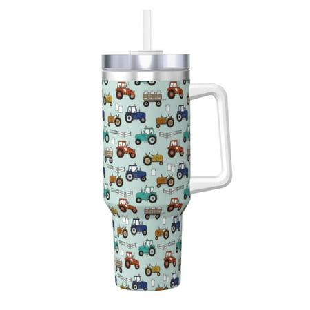

Daiia Hand drawn tractors Printed 40 oz Tumbler with Handle Ice Bully Insulated Tumbler 2 in 1 Lid Insulated Water Bottle Stainless Steel Travel Coffee Mug
