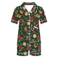 thumbnail image 5 of VBTAPA Women's Christmas Pajamas Sets Cute Xmas Print Button Down Shirts and Shorts 2 Piece Loungewear Set Novelty Holiday Sleepwear Short Sleeve Lounge Pjs Sets Deals of The Day Prime Today Green L, 5 of 6