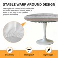 thumbnail image 2 of Elastic Fitted Round Tablecloth, Brown Geometric Waterproof Stretch Table Cover for 55"-60" Tables, Stripes Boho Spring Flowers Pastoral Country Washable Outdoor Tablecloths for Patio, Picnic, 2 of 9