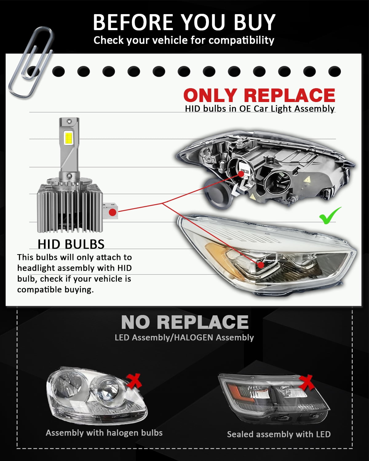 BSBSDJB For Chevrolet GMC Sierra 1500 2500 3500 D5S LED Headlight Bulbs High Low Beam