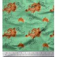 thumbnail image 1 of Soimoi Green Cotton Voile Fabric Text & Europe Map Travel Print Fabric by the Yard 56 Inch Wide, 1 of 3