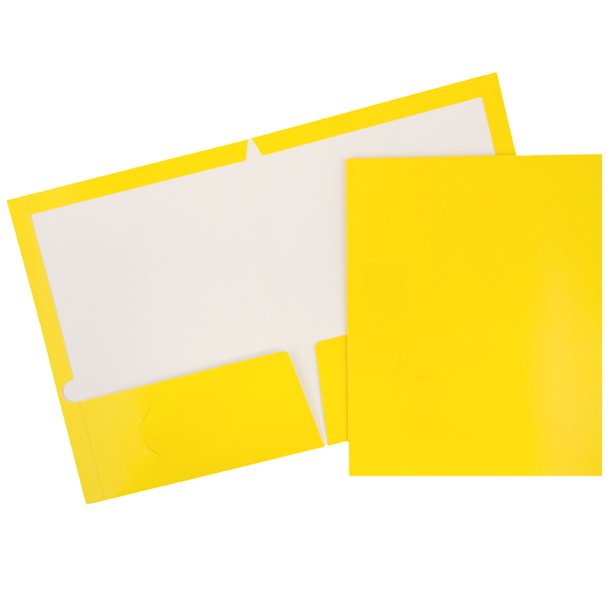 JAM Laminated Two Pocket Glossy Folders, Yellow, Bulk 100/Box Walmart