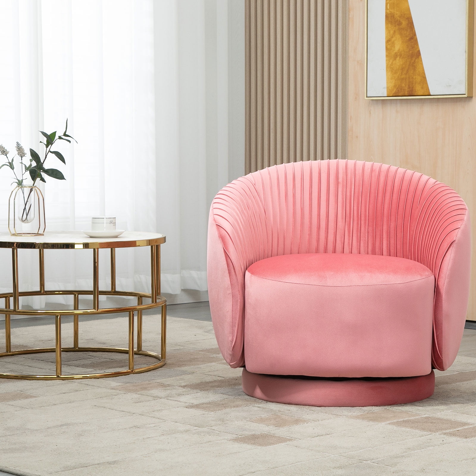 MOJAY Velvet Swivel Accent Chair Modern Club Chair for Adult, Backrest