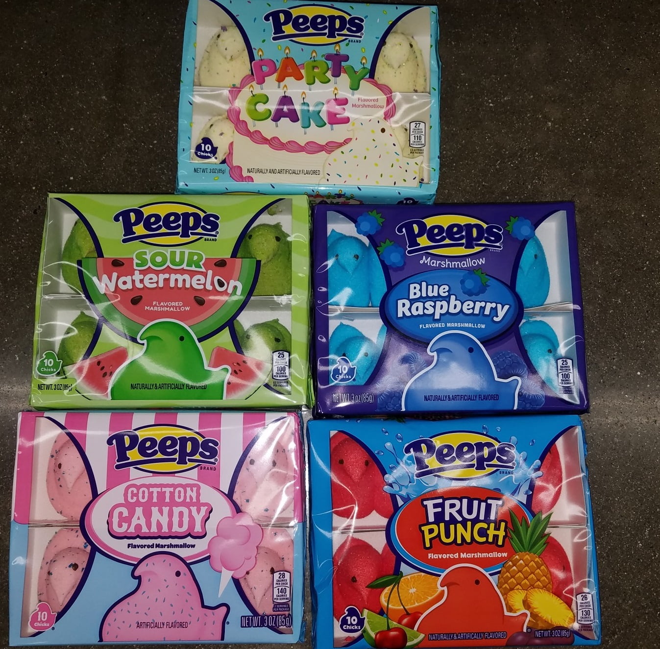 PEEPS Blue Raspberry,Birthday Cake,Sour Watermelon,Cotton Candy & Fruit