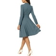 thumbnail image 3 of INSPIRE CHIC Vestido Midi de Punto Elegante con Cuello Mock y Manga Larga para Mujeres, Cintura Ajustable, Talla XS, Gris, 3 of 6