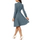 thumbnail image 3 of INSPIRE CHIC Vestido Midi de Punto Elegante con Cuello Mock y Manga Larga para Mujer, Cintura Ajustable, Color Gris, 3 of 6