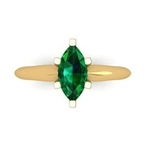Solitaire Engagement Ring for Women - 1ct Simulated Emerald in 18K Yellow Gold Promise Ring