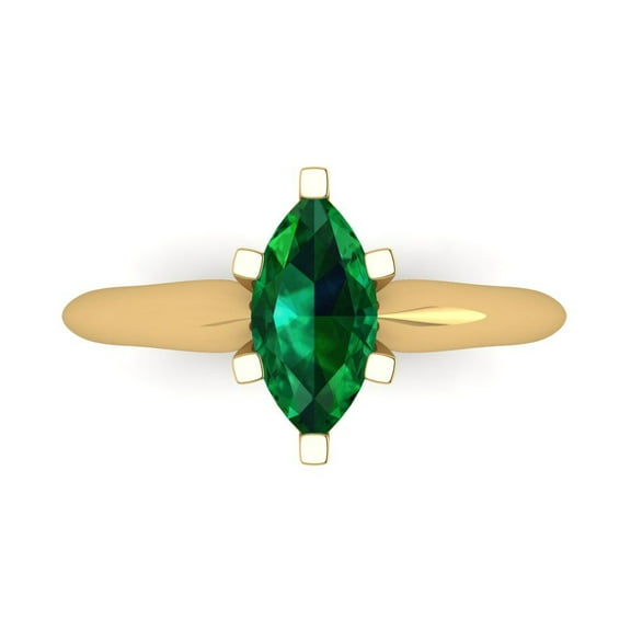 Solitaire Engagement Ring for Women - 1ct Simulated Emerald in 14K Yellow Gold Promise Ring