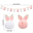 thumbnail image 3 of Bunny Pom Pom Garland and Decorative Plush Bunny Tail Set with Felt Ears for Home Party Wall Table Decor Easter Theme, 3 of 9