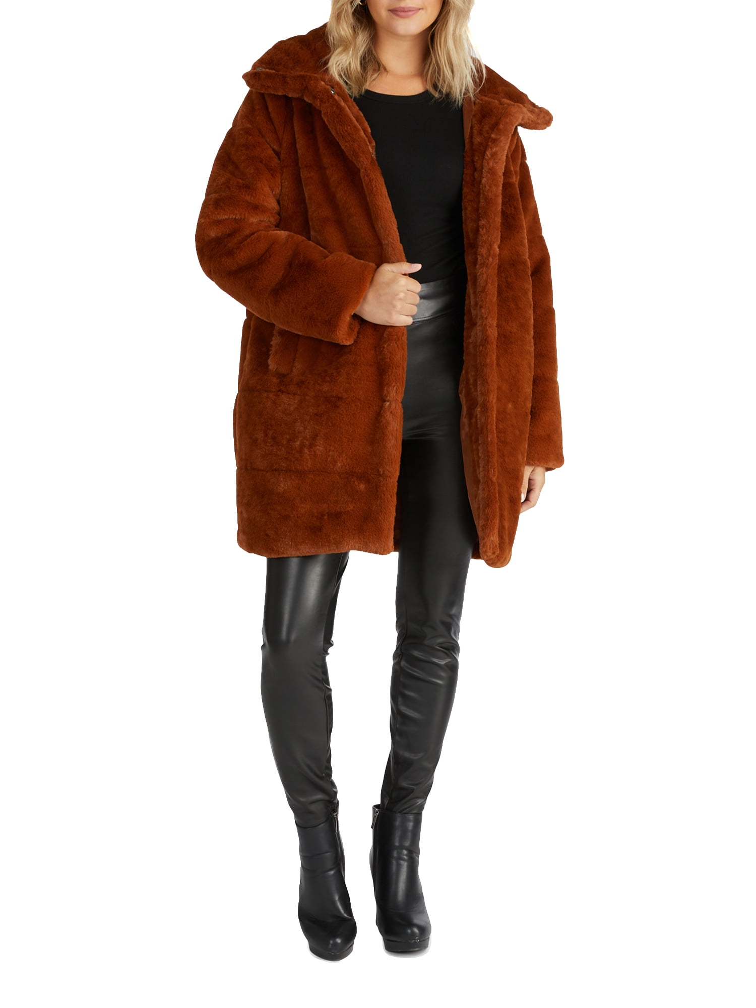 Fen-Nelli Quilted Faux Fur Down Coat Dark Red Size 6 – Liquidation Nation