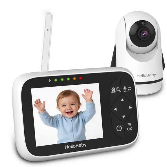 HelloBaby Baby Monitor-HB6336 with Camera and Audio, 3.2" IPS Color Display, Full Remote Pan Zoom, IR Night Vision, 1000 ft. Range, Wall Mount, No WiFi Baby Camera Monitor