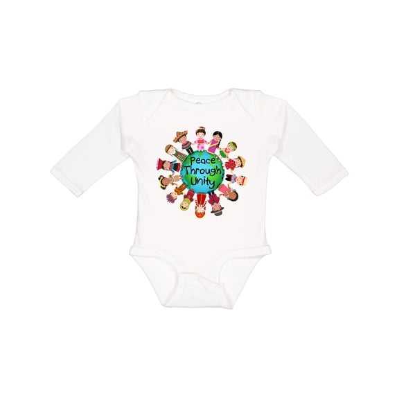 Inktastic Peace Through Unity Boys or Girls Long Sleeve Baby Bodysuit