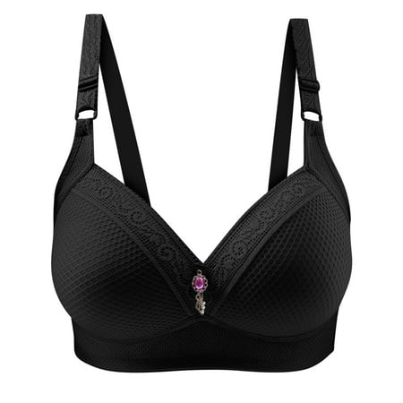 

LWZWM Plus Size Bralettes for Women Floral Gathered Daily Bra No Underwire Bra Fashion Bra Push Up Bras Black XL