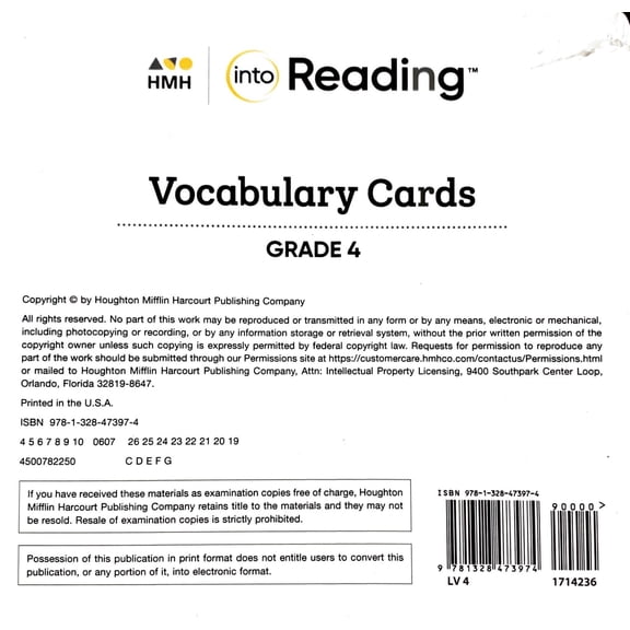 Into Reading Vrs1 Vocabulary Cards Grade 4