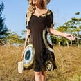 thumbnail image 2 of Brown Background with the Clock ( Steampunk ) Sleeveless Dress Women's clothing dress women summer 2024, 2 of 6