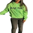 thumbnail image 2 of Spider Web Print Women‘s Zip Hoodies with Long Sleeves and Oversized Fit, 2 of 5