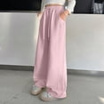 thumbnail image 2 of Ccpelsie Girls Spring Casual Lounge Pants Wide Leg Loose Fit Sweatpants Elastic Waist Drawstring Joggers for Home Comfort(A01-Pink,5-6 Years), 2 of 8