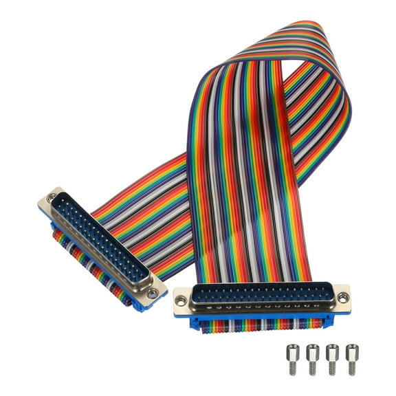 1 Pcs IDC Rainbow Wire Flat Ribbon Cable DB37 Male to DB37 Male 11.8 Inch Length 2.54mm Pitch