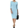 thumbnail image 2 of INSPIRE CHIC Women's Sheath Dress Zipper Neck Pencil Wear-to-Work Dress M Blue, 2 of 6