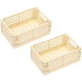 thumbnail image 1 of PATIKIL Collapsible Basket, 2 Pcs 10 x 6.5 x 3.9 Inch Stackable Storage Crates Foldable Plastic Baskets Desk Organizing Container for Home Kitchen Office, Light Yellow, 1 of 5