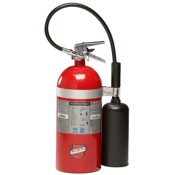 Buckeye, Fire Extinguisher, 10 lb BC Fire Extinguisher, CO2, Carbon Dioxide, Commercial Fire Extinguisher, Aluminum Valve, Wall Bracket, 45600, Monthly Record Tag, Great for Electronics