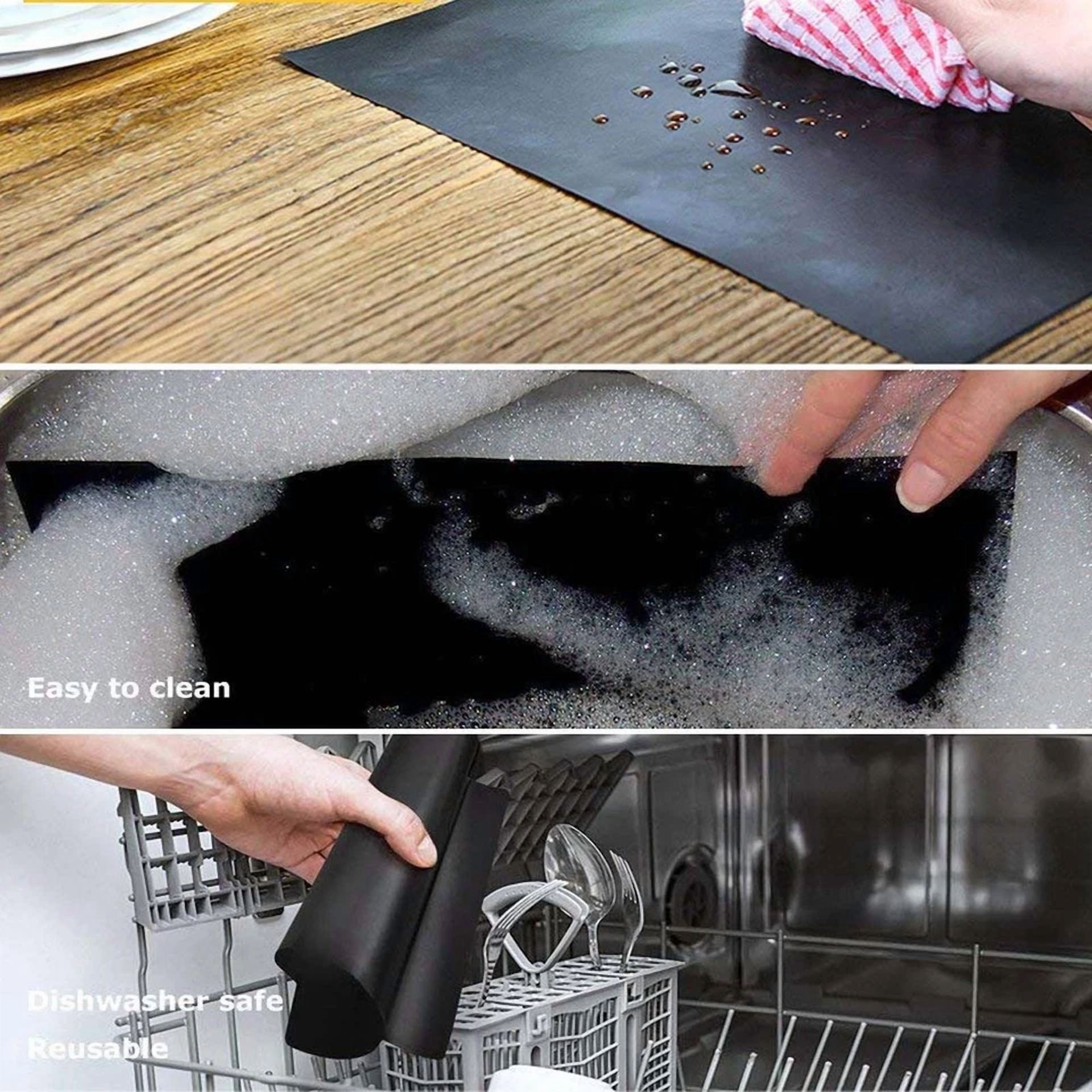[Pack Of 2] Bbq Grill Baking Mats Non Stick Mat Black Bake Cooking Sheet Liner