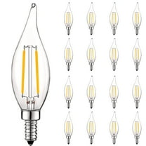 Luxrite 4W E12 Vintage Candelabra Dimmable LED Light Bulbs, 40W Equivalent 400 Lumens, 3000K Soft White, Flame Tip, 16-Pack