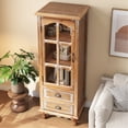 thumbnail image 6 of Shaiailed 55"H Antique Brown Freestanding Storage Cabinet,Tall Slim Storage Cabinet with Decorative Glass Door & 2 Drawers,Wood Pantry Cabinets for Living Room, Bedroom, 6 of 6