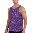 thumbnail image 2 of Gukieu Purple Glitter Print Men's Quick Dry Fitness Vest, Round Neck Sleeveless Fitness Bodybuilding Top-Small, 2 of 7