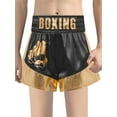 thumbnail image 7 of vastwit Youth Kids Boys Boxing Robe Hooded Cape and Shorts Set 2-Piece Kickboxing Uniform Training Outfit Black Gold 6, 7 of 7