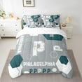 thumbnail image 3 of Manfei Letter P Monogrammed 7-Piece Twin Bedding Sets,Philadelphia Sport City Bedding Comforter Set,Gray Green White Sheet Sets For Boys Kids,Microfiber Room Decorative Reversible, 3 of 9