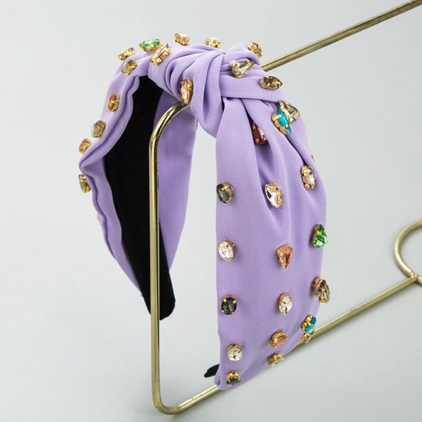 Diadema plisada de tela con diamantes para mujer, colorida y moderna, versátil para exteriores.