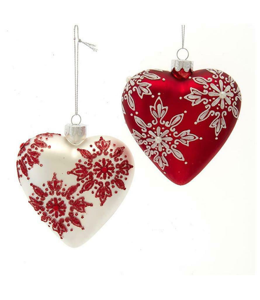 5" Long by Midwest CBK Large GLASS MOSAIC HEART Christmas Ornament 