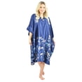 thumbnail image 2 of Up2date Fashion's Women's Short Caftan / Kaftan / Muumuu / Mumu, Midnight Dream Floral Vine Print in Blue, 2 of 3