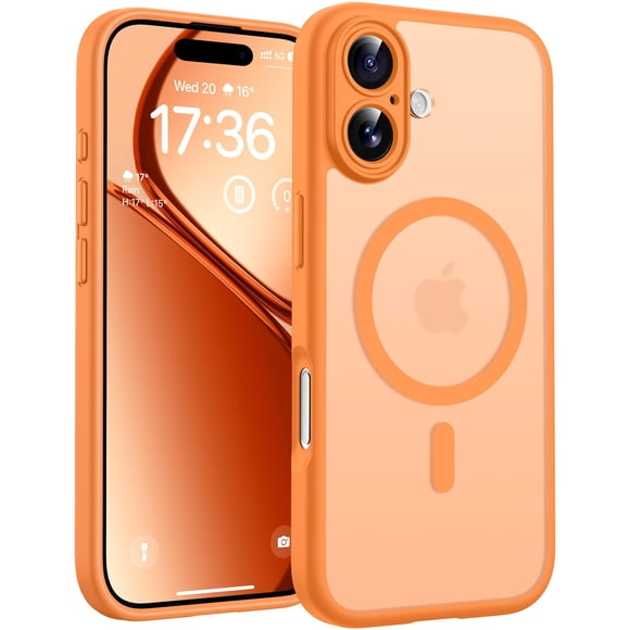 Funda de teléfono TOCOL para iPhone 17 con protección de cámara completa, color naranja