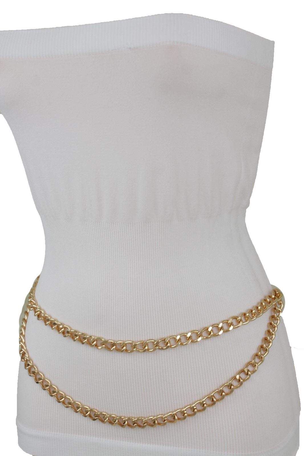 Women's Gold Chain Waist Belt - A New Day™ Black S