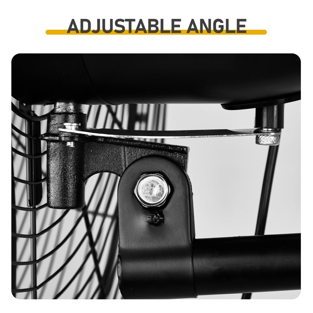 IVV 26 Inch High-Velocity Fan, 9299 CFM Wall Mount Industrial Oscillating & Tilt Metal Fan w/ 4 Speed Ventilation/Copper Motor/3 Aluminum Blades for Home, Office, and Garage (Black)
