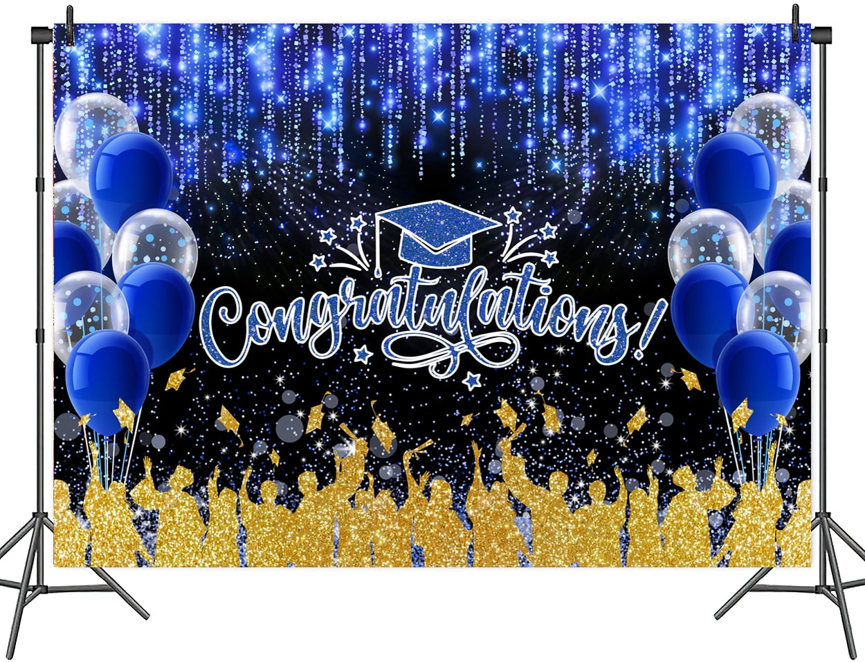 9 x 6 ft Class of 2026 Graduation Backdrop, Congratulations Congrats Blue Grad Photography Background, Bachelor Cap Celebration Party Decorations for School Prom Party Banner