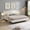 White, variant on Christopher Knight Home Linen Upholstered Queen Platform Bed with Reading Lights and Gray Headboard Shelves