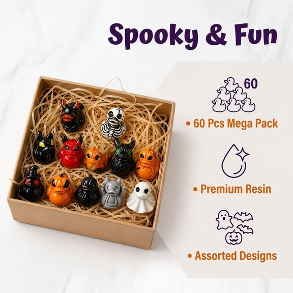 Halloween Decor Mini Resin Figurines Spooky Ghost Devil Skull Theme, Halloween Party Decoration, Desktop and Mantel Ornaments, Holiday Gift Ideas Multicolor