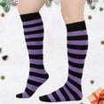 thumbnail image 3 of AJGRHE Women's Stockings Striped Calf Socks Performance Knee High Stockings Dark Purple One Size, 3 of 5