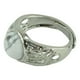 thumbnail image 4 of Anillo de lujo con piedra preciosa turquesa y cabujón de flor hueca de latón plateado. Blanco, 4 of 9