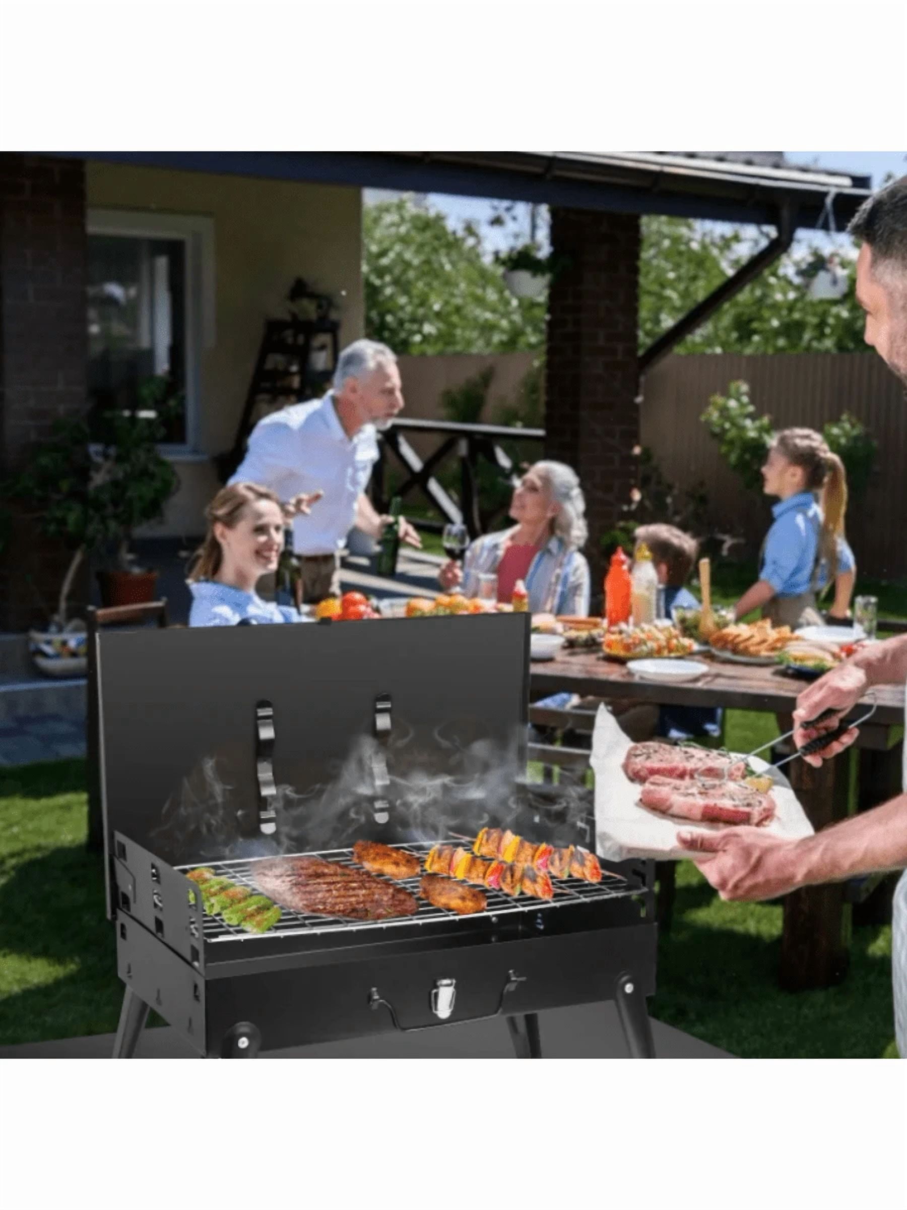 Portable Barbecue Grill Outdoor Mini Barbecue Grill Portable  16.7x10x17.7in Portable Charcoal Grill Foldable BBQ Suitcase Grill Shelf For Outdoor Camping Picnics Garden Grilling Portable Charcoal