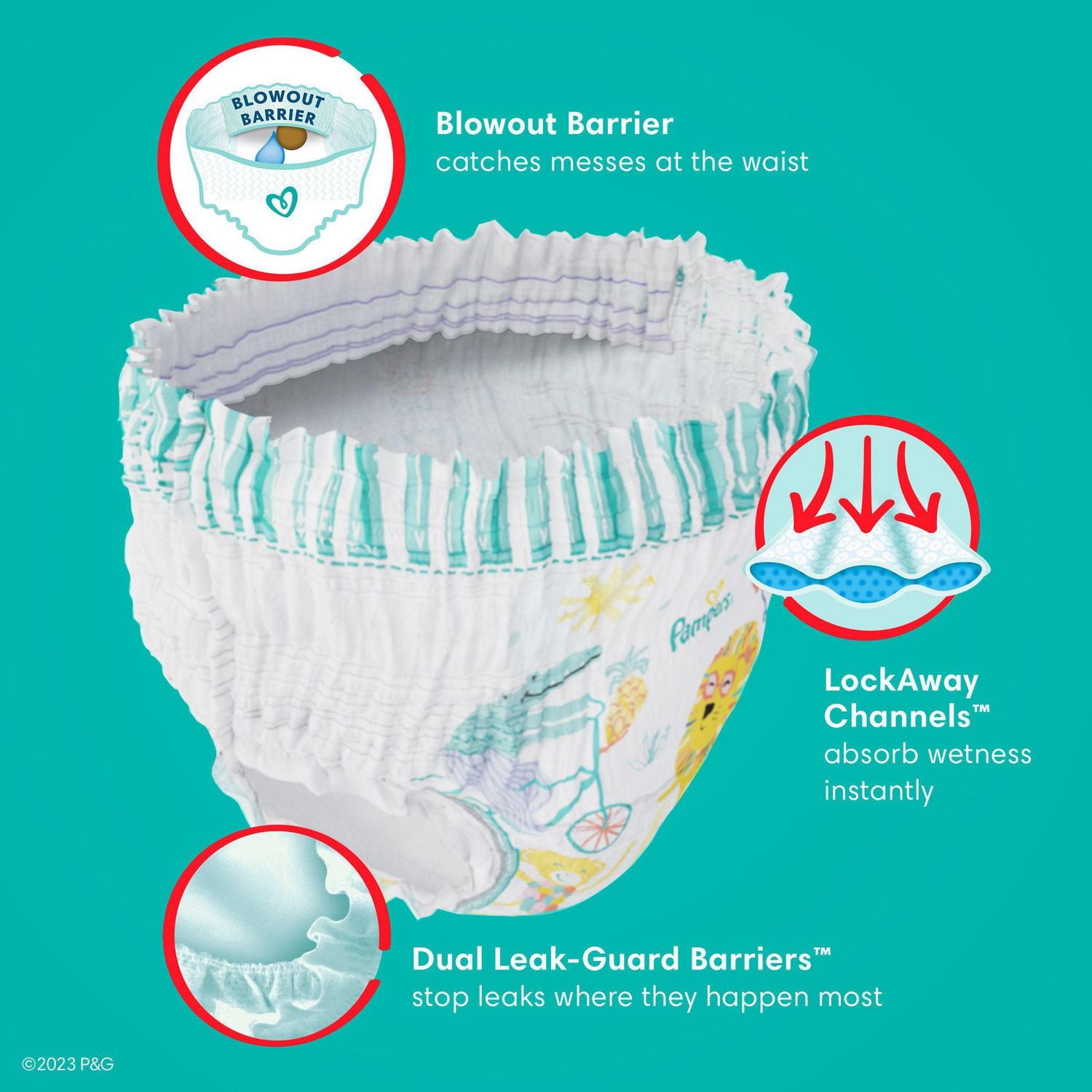 Pampers Cruisers 360 Pull-On Diapers, Size 6 (35+ lbs), Babyproof up to 100% leakproof diaper