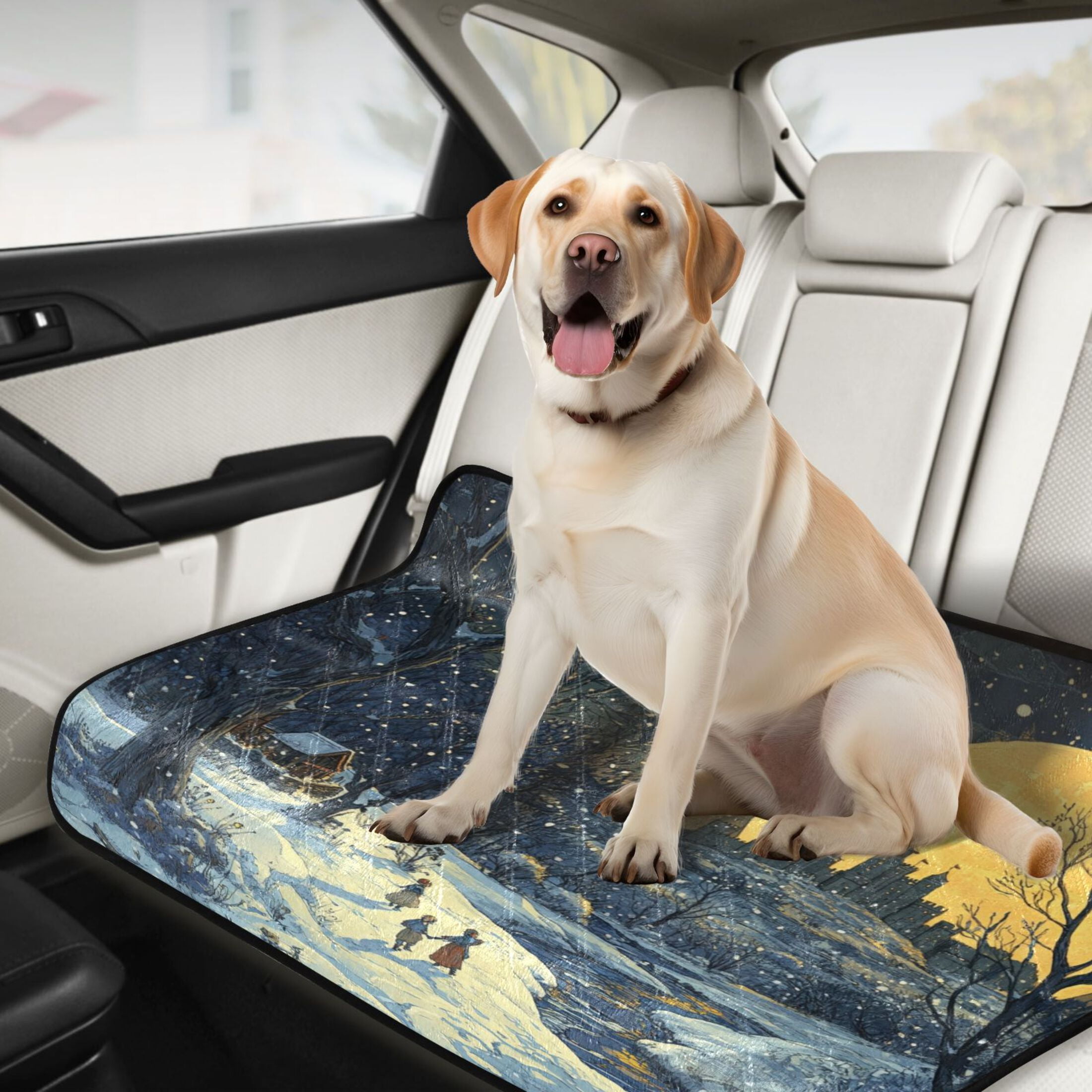 Qxltty Winter Village Scenery Cat litter Pads Pet Set of 2 Diaper Mats Center Anti-leakage Layer Absorbent Soft and Comfortable