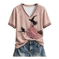 thumbnail image 7 of Kcolen Halloween Witch Shirt for Womens Fall Short Sleeve Crew Neck Graphic Tee T Shirt Casual Vintage Halloween Thanksgiving Shirts for Women, 7 of 7