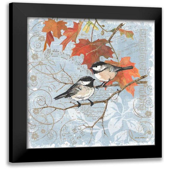 Phillips, Anita 15x15 Black Modern Framed Museum Art Print Titled - Chickadees III